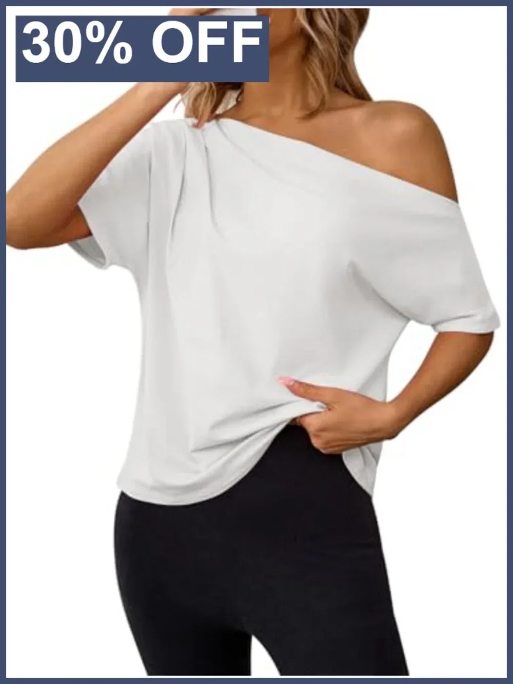 Off Shoulder Cotton Spandex Short Sleeve Tee Women's Summer